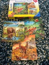 Tiere der Erde Puzzle 3 x 49 Teile (Afrika, Australien, Europa)