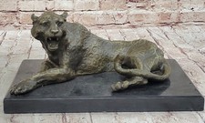 Messingskulptur Kunst Deko Schwarz Panther Tier Statue Jaguar Figur Leopard Nr