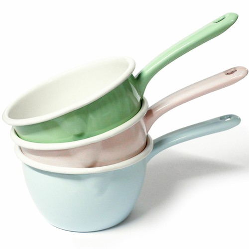 Emaille stieltopf hellblau - emaille,