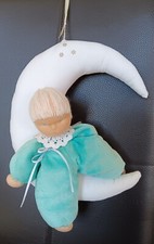 Mobile nach Waldorf Art Baby Puppe auf Mond handgefertigt ca. 27 cm