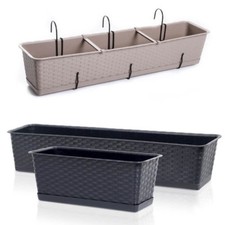 Blumenkasten Balkonkasten Blumentopf Rattan Optik Aufhängung wählbar 600-900mm