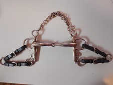 Kandaren Gebiss Pferd 15 cm gebraucht mit Kette und Lederriemen für die Zügel