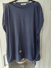 Cecil Tunika Shirt kurzarm XXL 46 48 blau  dunkelblau mit Zugband im Bund 