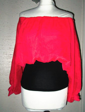 Bluse blusenShirt miederbluse rot schwarz 42 L super sexy boutiqueware