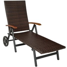 Defekt :  Gartenliege auf Rollen Alu Polyrattan verstellbar klappbar RB71 sw