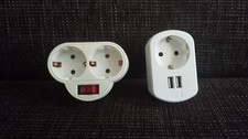 Doppelstecker mit Ein/Ausschalter + Steckdose mit 2 USB