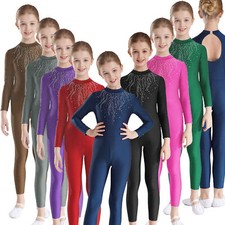 DE Kinder-Mädchen Ballettanzug Glitzernde Gymnastikanzug Einteiliger Tanz Trikot