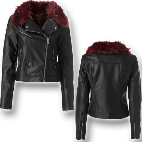 Damen biker jacke lederimitat - jacke,