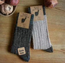 Alpaka Wollsocken 2 Paar natürliche Thermo Wintersocken Wandern Haus Socke 