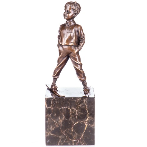 Bronzeskulptur junge mit ski - bronzeskulptur,