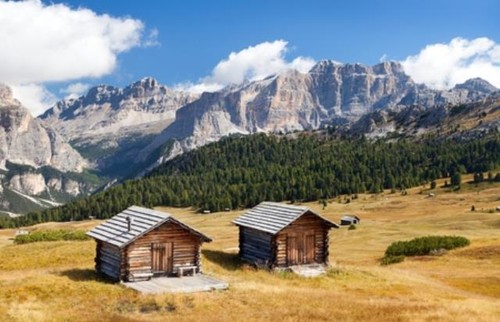 Wandbild kleine holzhütte - wandbild:, in