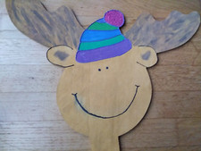 Deko Kopf Elch handbemalt von jaco o Elchkopf aus Holz groß zum selber malen