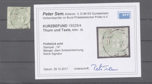 Thurn und taxis o befund - und, taxis,nr.36,o,befund