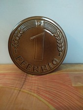 " 1 PFENNIG " - tolle alte Spardose, Deutsche Mark Zeit aus Keramik -  Retro