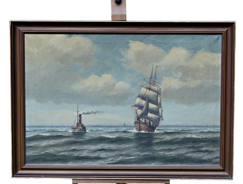 Sten bille ölbild - sten, segelschiff