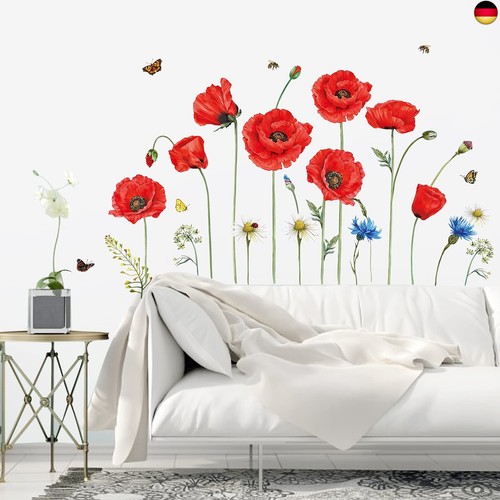 Decalmile wandtattoo mohnblume - wandtattoo,