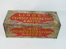 alte Jugendstil Blech Dose Linde's Essenz Kaffee um 1900 L. 31cm Werbung Reklame