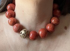 Drachenfels Silber 925 Vergoldet Verschluss Koralle Kette Collier Massive Design