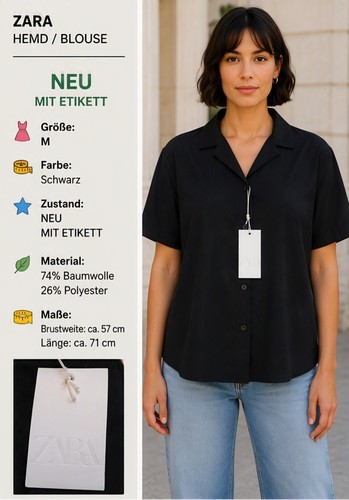 Zara damentop bluse schwarz - damentop,, bluse,