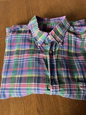 Paul & Shark Herren Flanell Oberhemd kariert lila / blau / grün Kragenweite 50