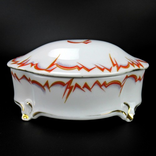 Art deco porzellan deckeldose - art,