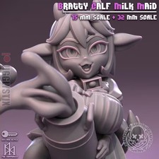 Bratty Calf Milk Maid 32mm scale or 75mm scale by Jigglystix SFW NSFW