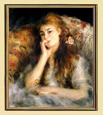 IMPRESSIONISMUS AUGUSTE RENOIR JUNGE FRAU SITZEND auf Leinwand 22 im Goldrahmen