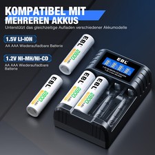EBL 4 Slots LCD Akku Ladegerät USB Charger für Lithium Batterie ladegerät AA AAA