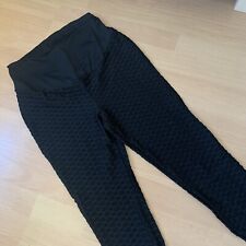 SHEIN Leggings Umstandskleidung Umstandshose Umstandsleggings Schwarz Sport Wabe