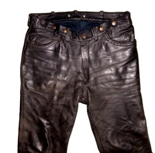 VEDDEL LEDER  BIKERHOSE MOTORRADLEDERHOSE LEDERHOSE SCHWARZ KURZGRÖSSE M W34/L27