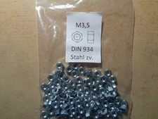 100 Stück Sechskant-Muttern M3,5 Stahl verzinkt, *** NEU ****