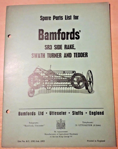 Ersatzteilliste für bamfords - ersatzteilliste,