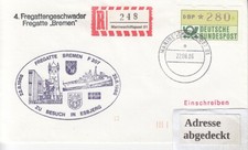 F 207  Fregatte  BREMEN , Bundesmarine, Schiffspost, Beleg mit MSP01-1986