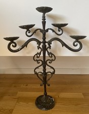 Kerzenständer Fünfarm Gusseisen Kandelaber Kerzenhalter 5-arm h 59 cm L  46 Cm