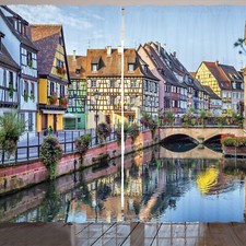 Stadt Alte Häuser Rustikale Gardine traditionelle Französisch