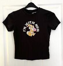 Disney @ H&M Bambi Klopfer "I'm With Her" T-Shirt Größe 10 30" Brustumfang 100% Baumwolle