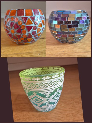 Teelichthalter set glas mosaik - set,