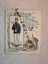 c0526 Litho Gruss a. FREIBERG - Speisekarte Bergmann Bergbau Zeche Grube