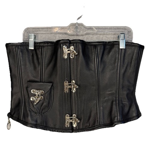 Leather corset womens l - leather,