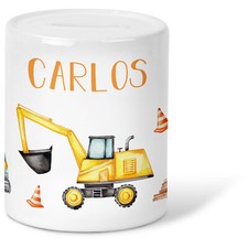 Bedruckte Spardose für Kinder - im Bautselle Design - mit Namen personalisiert