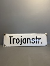 Altes Emaille Straßenschild „Trojanstr.“ Email Emaille Schild selten | #4