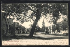 Ansichtskarte Dresden-Kaditz, Möädchen an der Wasserpumpe, Straßenpartie 1904 