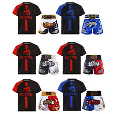 DE Kinder Kleidung Sets T-Shirt Und Kickbox Shorts Boxing Fitness Trainingsanzug