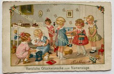 AK Motiv Namenstag Kinder Mädchen Spielzeug 1932 Puppen Pauli Ebner