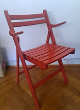 Naether Klappstuhl - Roter Gartenstuhl mit  Armlehnen 20er 30er Bauhaus