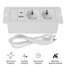 EINBAUSTECKDOSE TISCHSTECKDOSE KÜCHE WAND 2-FACH 2XUSB VERSENKBAR