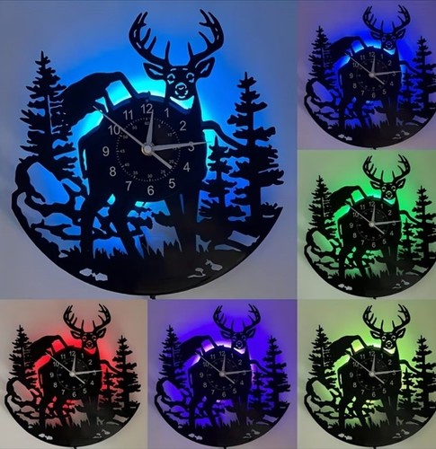 Hirsch led wanduhr - hirsch, vinyl