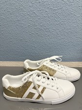 TOMMY HILFIGER  Original Schuhe Sneaker Damen Gr 40 (10 M) Weiß Gold Neu