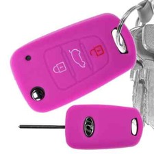 Hyundai / KIA - Auto Schlüssel Silikon Schutz Hülle Pink 3 Tasten Car Key Cover