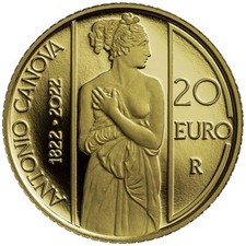 Goldmünze Antonio Canova 200. Todestag 2022 - Italien - im Etui - 6,45 gr PP